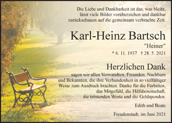 Traueranzeige von Karl-Heinz Bartsch von Schwarzwälder Bote