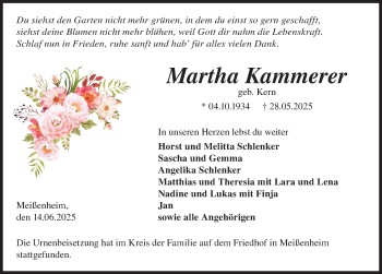 Traueranzeige von Martha Kammerer von Schwarzwälder Bote