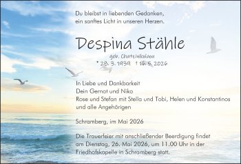 Traueranzeige von Despina Stähle von Schwarzwälder Bote