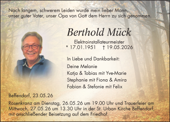 Traueranzeige von Berthold Mück von Schwarzwälder Bote