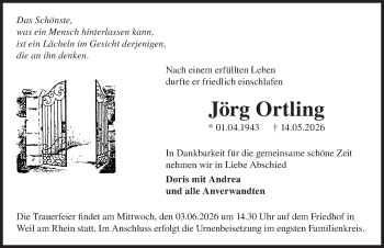 Traueranzeige von Jörg Ortling von Schwarzwälder Bote