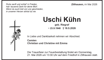 Traueranzeige von Uschi Kühn von Schwarzwälder Bote