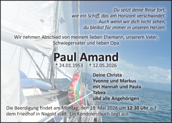 Traueranzeige von Paul Amand von Schwarzwälder Bote