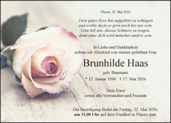 Traueranzeige von Brunhilde Haas von Schwarzwälder Bote