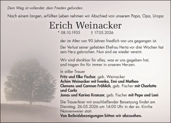 Traueranzeige von Erich Weinacker von Schwarzwälder Bote