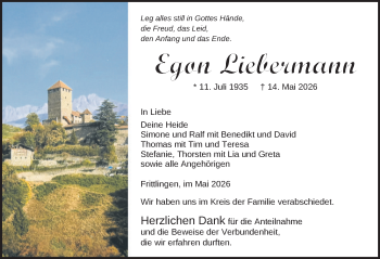 Traueranzeige von Egon Liebermann von Schwarzwälder Bote