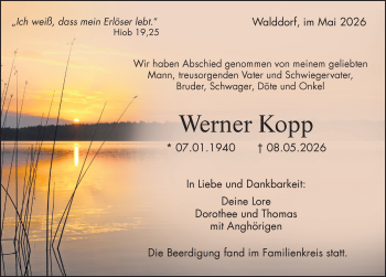 Traueranzeige von Werner Kopp von Schwarzwälder Bote