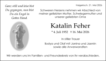Traueranzeige von Katalin Feher von Schwarzwälder Bote