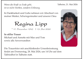 Traueranzeige von Regina Lipp von Schwarzwälder Bote