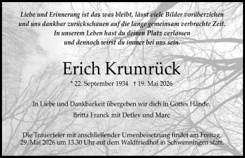 Traueranzeige von Erich Krumrück von Schwarzwälder Bote