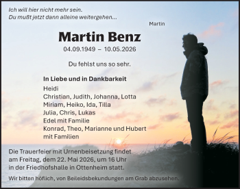 Traueranzeige von Martin Benz von Schwarzwälder Bote