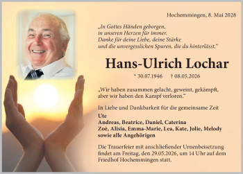 Traueranzeige von Hans-Ulrich Lochar von Schwarzwälder Bote