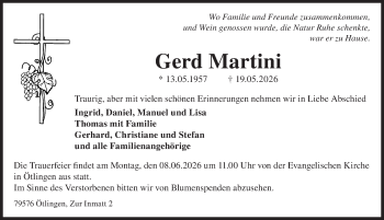 Traueranzeige von Gerd Martini von Schwarzwälder Bote