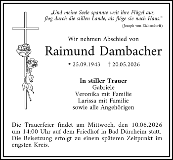 Traueranzeige von Raimund Dambacher von Schwarzwälder Bote