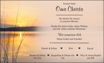 Traueranzeige von Christa Rentschler von Schwarzwälder Bote
