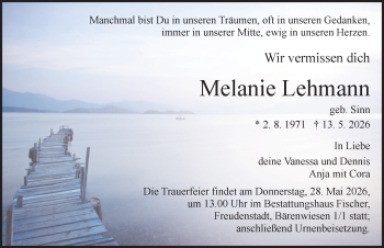 Traueranzeige von Melanie Lehmann von Schwarzwälder Bote