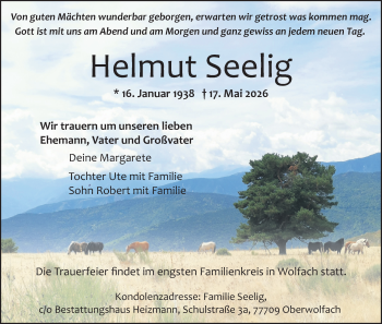 Traueranzeige von Helmut Seelig von Schwarzwälder Bote