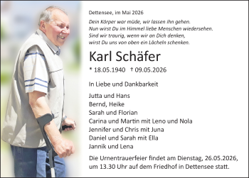Traueranzeige von Karl Schäfer von Schwarzwälder Bote