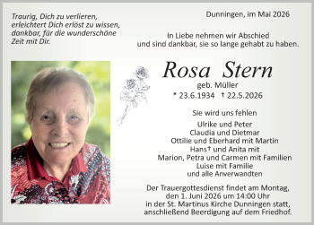 Traueranzeige von Rosa Stern von Schwarzwälder Bote