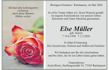 Traueranzeige von Else Müller von Schwarzwälder Bote