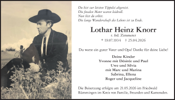 Traueranzeige von Lothar Heinz Knorr von Schwarzwälder Bote