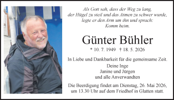 Traueranzeige von Günter Bühler von Schwarzwälder Bote
