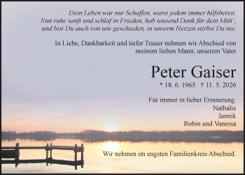 Traueranzeige von Peter Gaiser von Schwarzwälder Bote