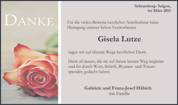 Traueranzeige von Gisela Lutze von Schwarzwälder Bote