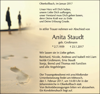 Traueranzeige von Anita Staudt von Schwarzwälder Bote