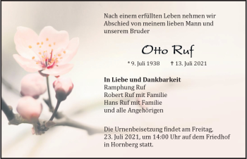 Traueranzeigen von Otto Ruf | Schwarzwälder Bote Trauer
