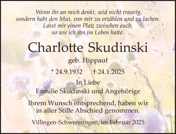Traueranzeige von Charlotte Skudinski von Schwarzwälder Bote