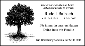 Traueranzeige von Rudolf Balbach von Schwarzwälder Bote