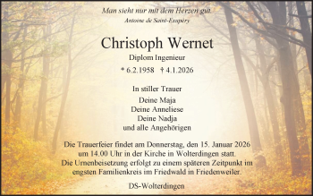 Traueranzeige von Christoph Wernet von Schwarzwälder Bote
