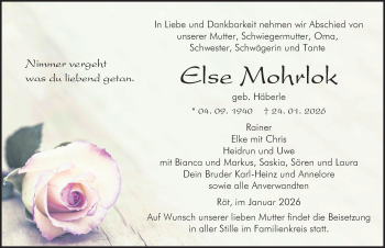 Traueranzeige von Else Mohrlok von Schwarzwälder Bote