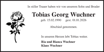 Traueranzeige von Tobias Georg Wuchner von Schwarzwälder Bote