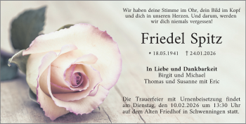 Traueranzeige von Friedel Spitz von Schwarzwälder Bote