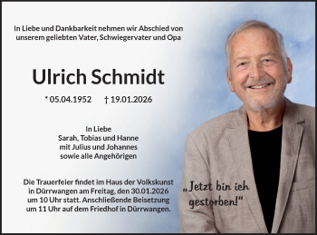 Traueranzeige von Ulrich Schmidt von Schwarzwälder Bote