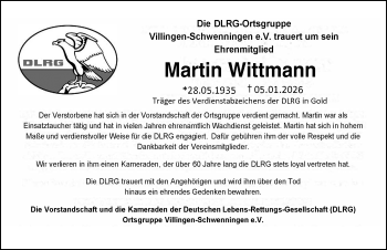Traueranzeige von Martin Wittmann von Schwarzwälder Bote