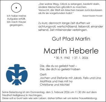Traueranzeige von Martin Heberle von Schwarzwälder Bote