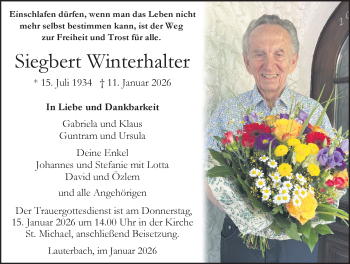 Traueranzeige von Siegbert Winterhalter von Schwarzwälder Bote