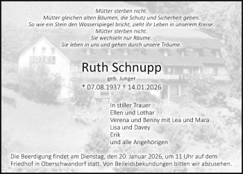 Traueranzeige von Ruth Schnupp von Schwarzwälder Bote
