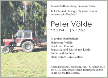 Traueranzeige von Peter Völkle von Schwarzwälder Bote