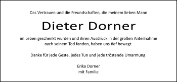 Traueranzeige von Dieter Dorner von Schwarzwälder Bote