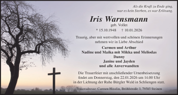 Traueranzeige von Iris Warnsmann von Schwarzwälder Bote