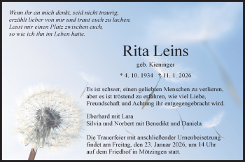 Traueranzeige von Rita Leins von Schwarzwälder Bote