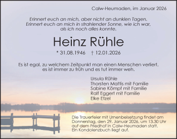 Traueranzeige von Heinz Rühle von Schwarzwälder Bote