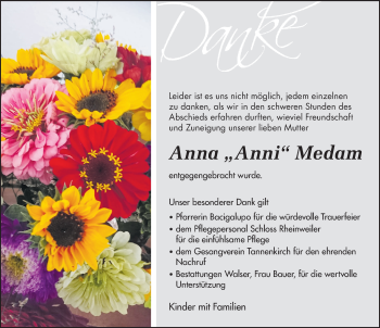 Traueranzeige von Anna Medam von Schwarzwälder Bote