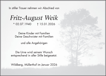 Traueranzeige von Fritz-August Weik von Schwarzwälder Bote