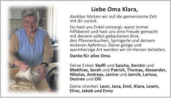 Traueranzeige von Klara Wilhelm von Schwarzwälder Bote