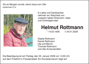 Traueranzeige von Helmut Rottmann von Schwarzwälder Bote